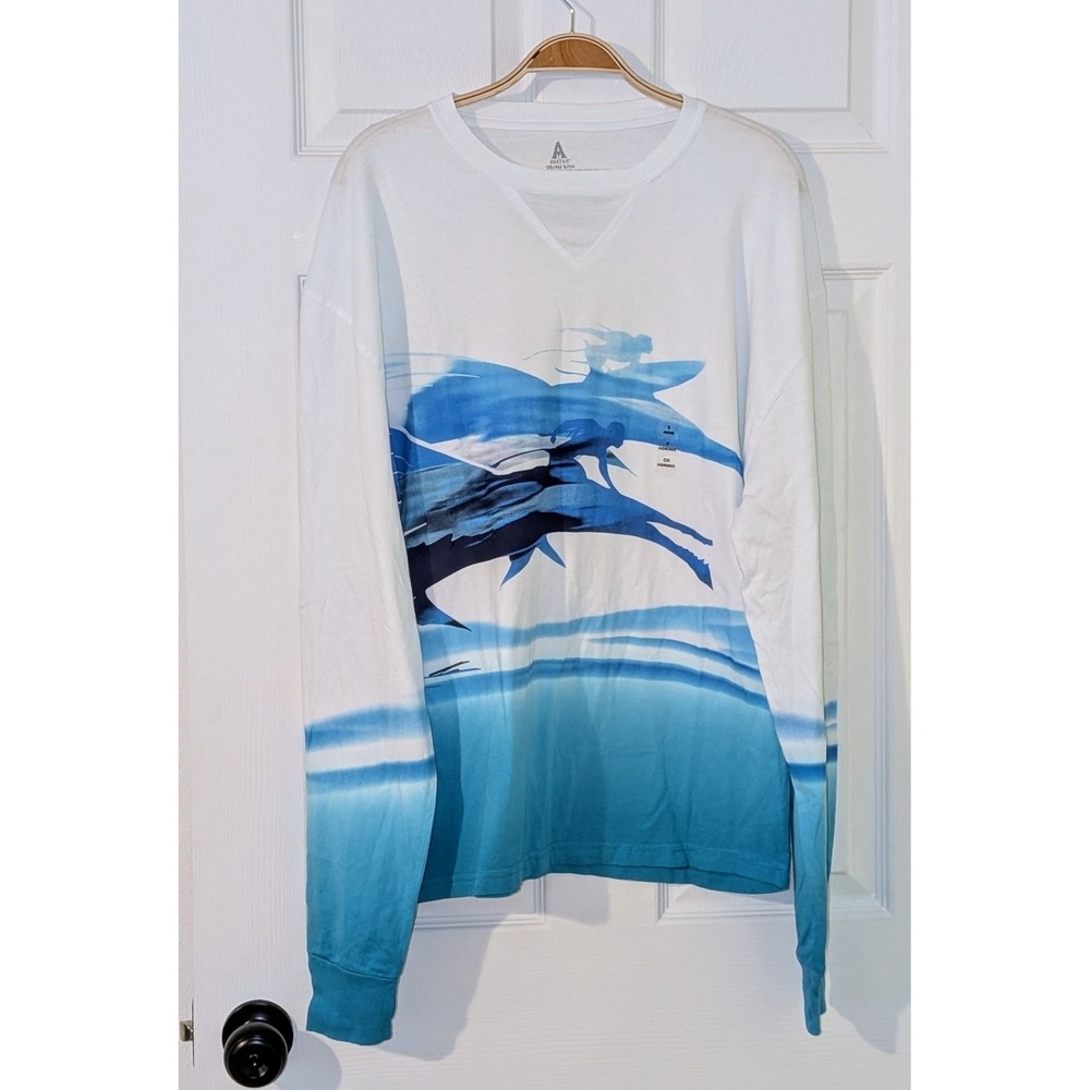 Avatar Marlin Disney Graphic Long Sleeve Crew Neck T-Shirt Blue White Size S NEW - Picture 2 of 10